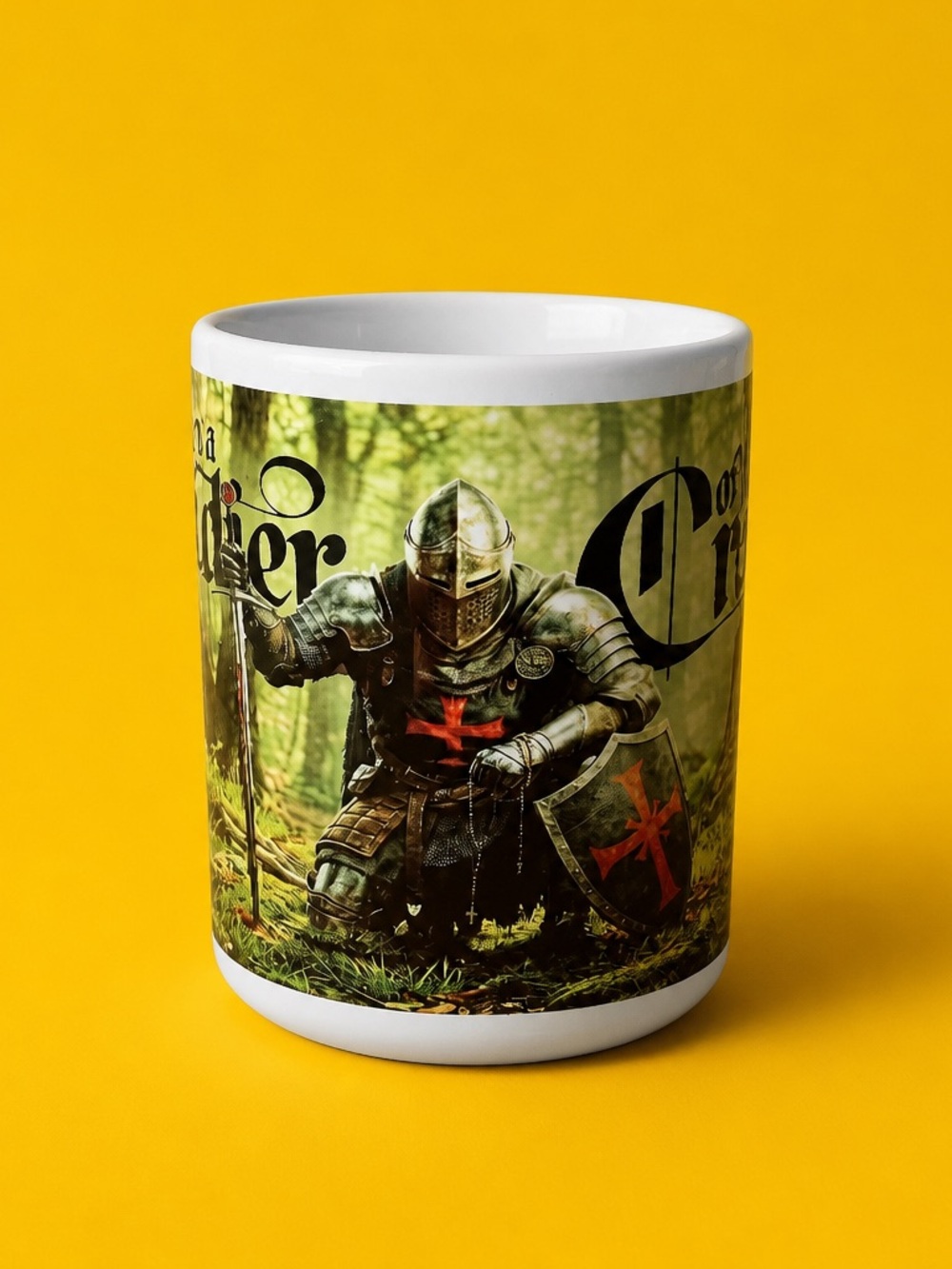 Medieval Knight Ceramic Mug - Green Forest Design